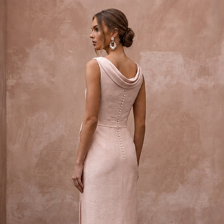 Elegant Blush Silk Sheath for Bridal Shower Luncheon