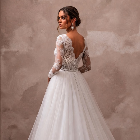 Elegant Bridal Gowns with Flowing Organza Overskirts - Apparel & Accessories > Clothing > Wedding & Bridal Party Dresses > Wedding Dresses - Mignonette Bridal
