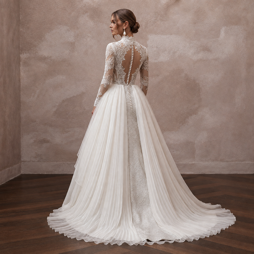 Elegant Bridal Gowns with Luxurious Fabric Combinations