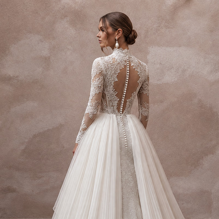 Elegant Bridal Gowns with Luxurious Fabric Combinations - Apparel & Accessories > Clothing > Wedding & Bridal Party Dresses > Wedding Dresses - Mignonette