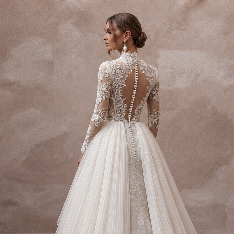 Elegant Bridal Gowns with Luxurious Fabric Combinations