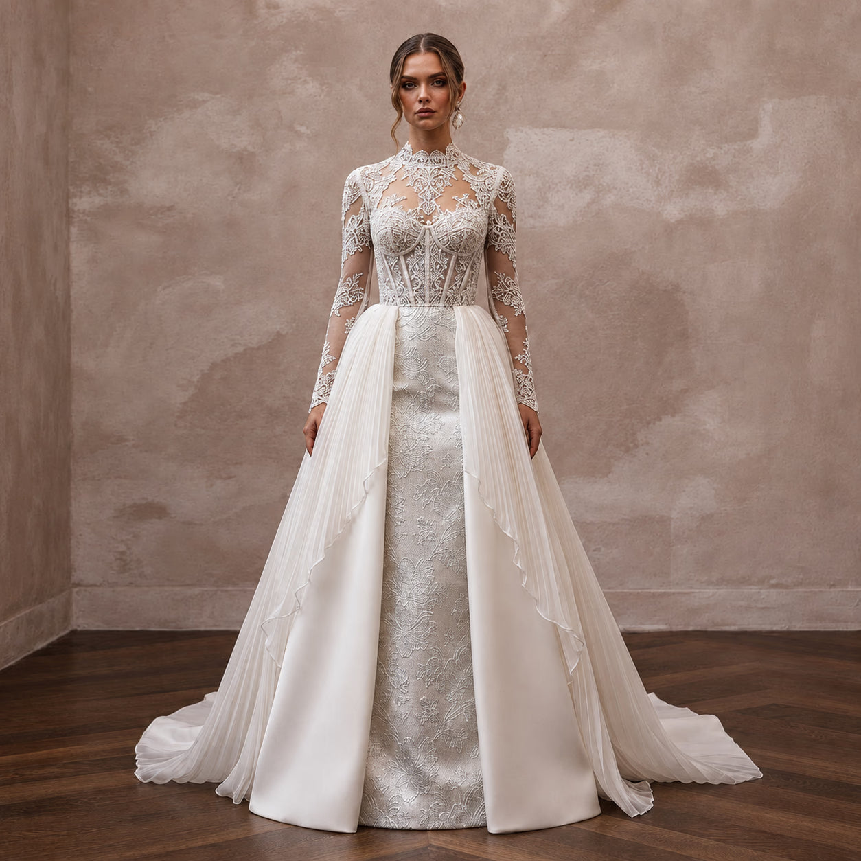 Elegant Bridal Gowns with Luxurious Fabric Combinations - Apparel & Accessories > Clothing > Wedding & Bridal Party Dresses > Wedding Dresses - Mignonette