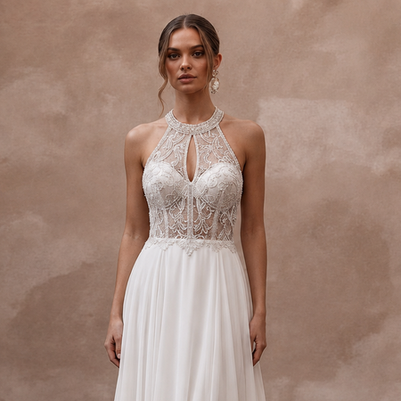 Elegant Chiffon A-Line Wedding Dress for a Beach Wedding