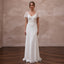 Elegant Chiffon Column Wedding Dress with Short Sleeves - Apparel & Accessories > Clothing > Wedding & Bridal Party Dresses > Wedding Dresses - Mignonette Bridal