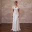 Elegant Chiffon Column Wedding Dress with Short Sleeves - Apparel & Accessories > Clothing > Wedding & Bridal Party Dresses > Wedding Dresses - Mignonette Bridal
