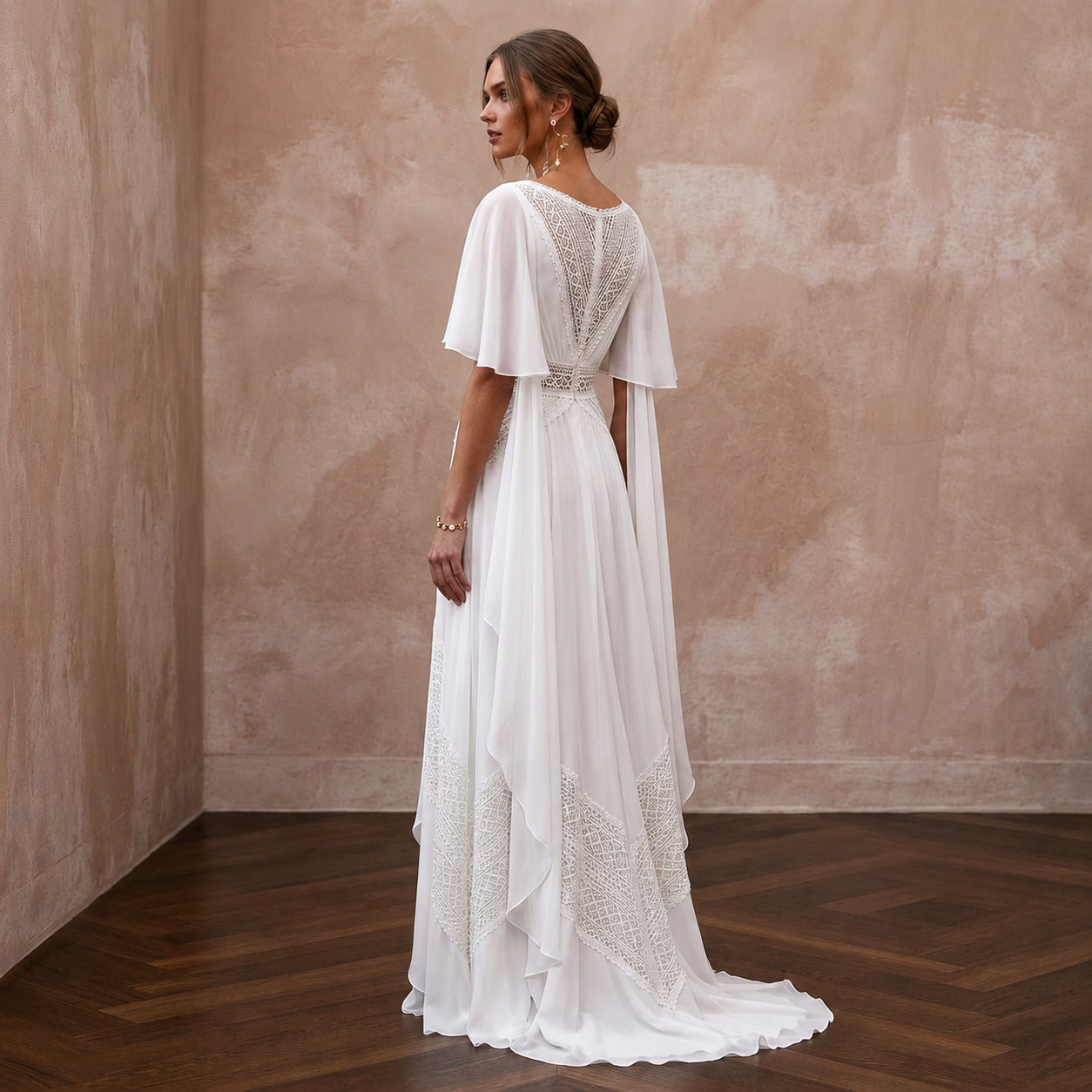 Elegant Chiffon Sheath Wedding Dress for a Beach Wedding Secondary image
