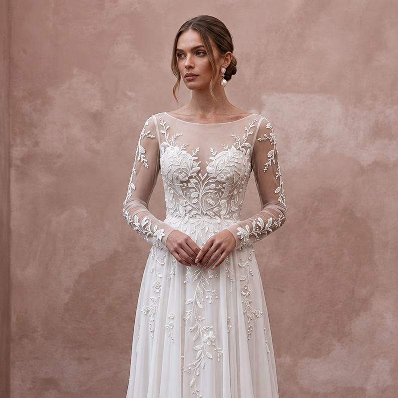 Elegant Chiffon Wedding Dress for a Civil Wedding