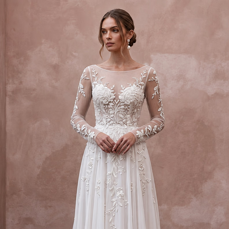 Elegant Chiffon Wedding Dress for a Civil Wedding