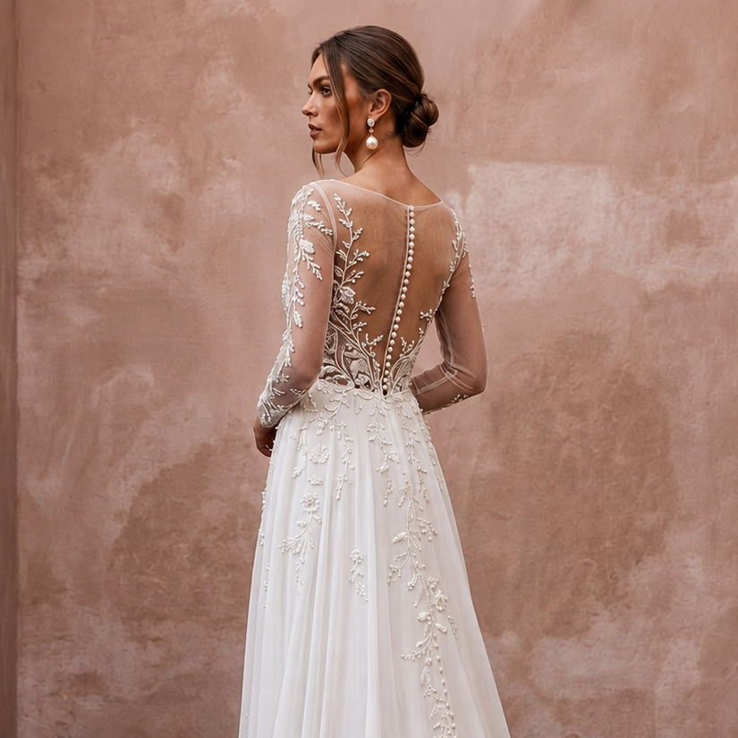 Elegant Chiffon Wedding Dress for a Civil Wedding