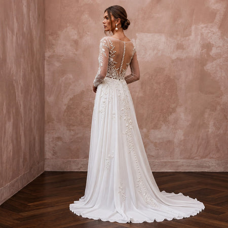 Elegant Chiffon Wedding Dress for a Civil Wedding