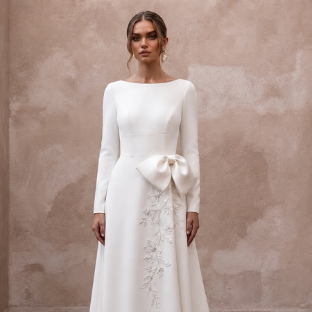 Elegant Crepe A-Line Wedding Dress for a Courthouse Wedding