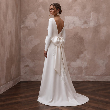 Elegant Crepe A-Line Wedding Dress for a Courthouse Wedding