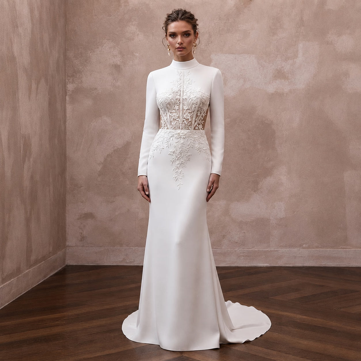 Elegant Crepe Bridal Dress for a Modern Winery Wedding