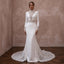 Elegant Crepe Mermaid Wedding Dress with Long Sleeves - Apparel & Accessories > Clothing > Wedding & Bridal Party Dresses > Wedding Dresses - Mignonette Bridal