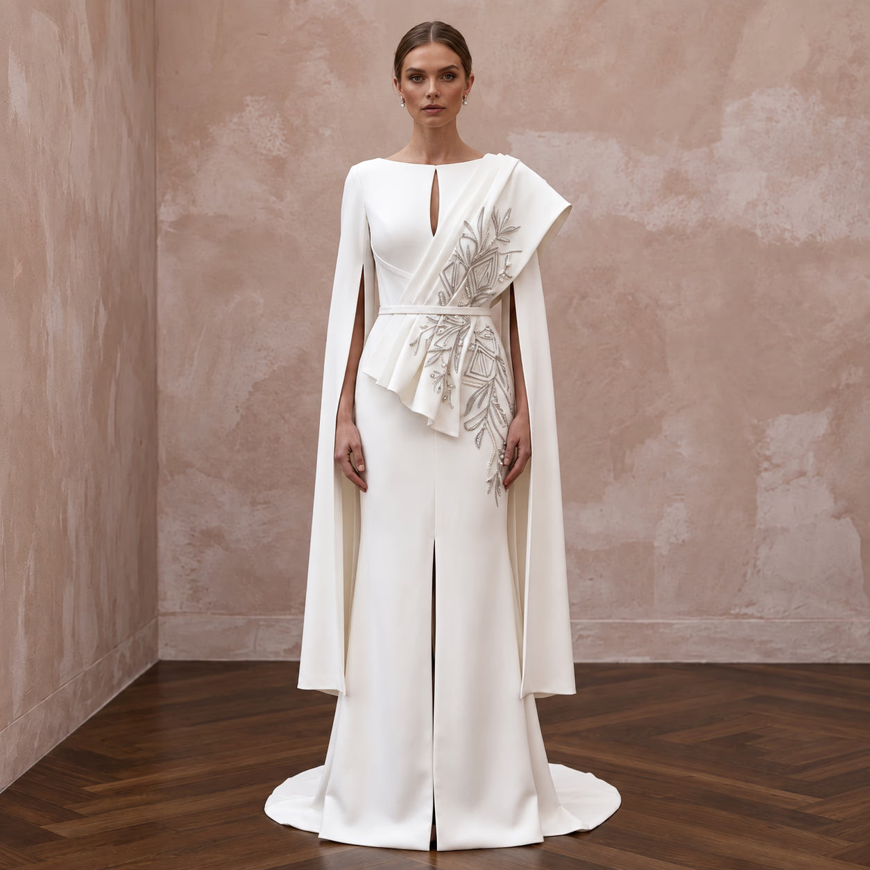 Elegant Crepe Wedding Gown for a Second Ceremony