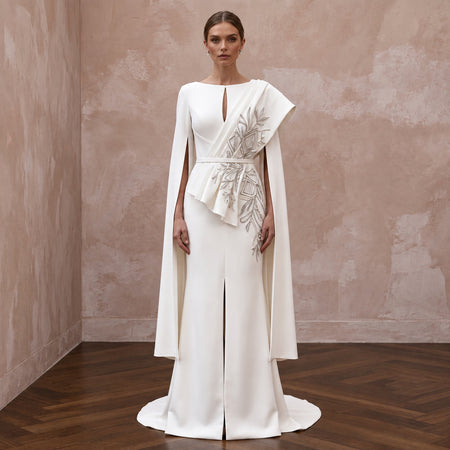 Elegant Crepe Wedding Gown for a Second Ceremony