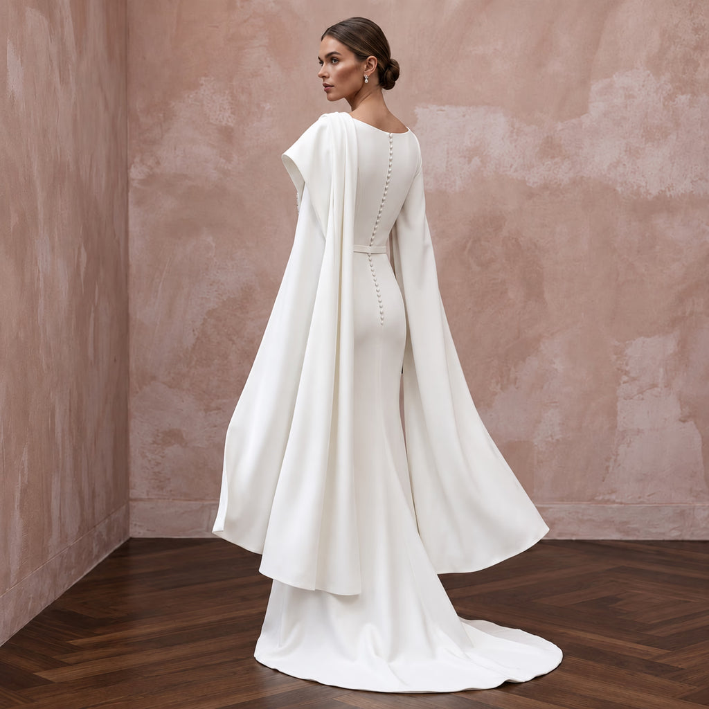 Elegant Crepe Wedding Gown for a Second Ceremony