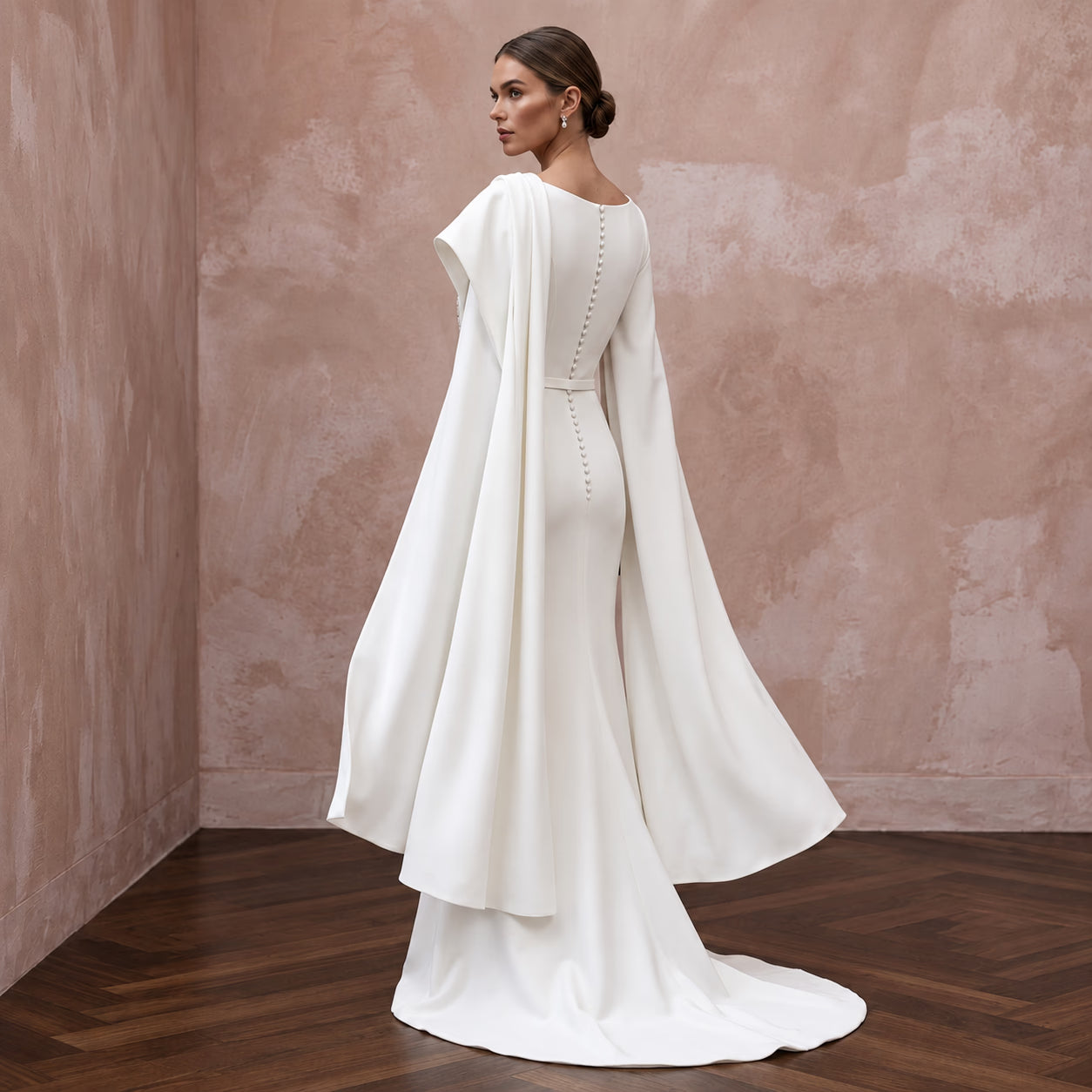 Elegant Crepe Wedding Gown for a Second Ceremony