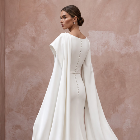 Elegant Crepe Wedding Gown for a Second Ceremony