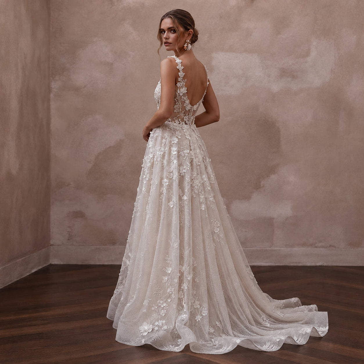 Elegant Floral Wedding Dress for a Winery Garden Ceremony
