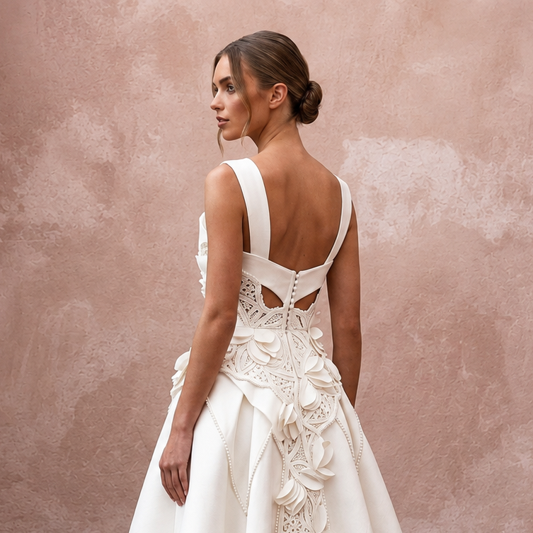 Elegant Ivory Mikado A-Line Short Dress for Post-Wedding Brunch