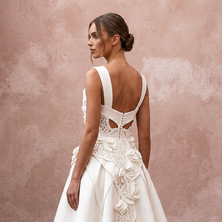 Elegant Ivory Mikado A-Line Short Dress for Post-Wedding Brunch