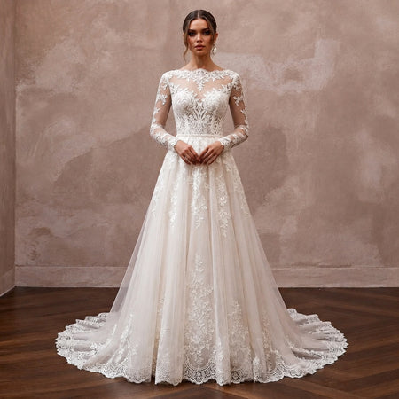 Elegant Lace A-Line Bridal Gown for a Second Wedding