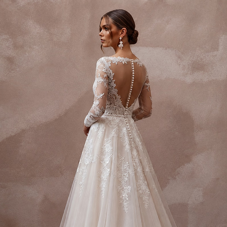 Elegant Lace A-Line Bridal Gown for a Second Wedding