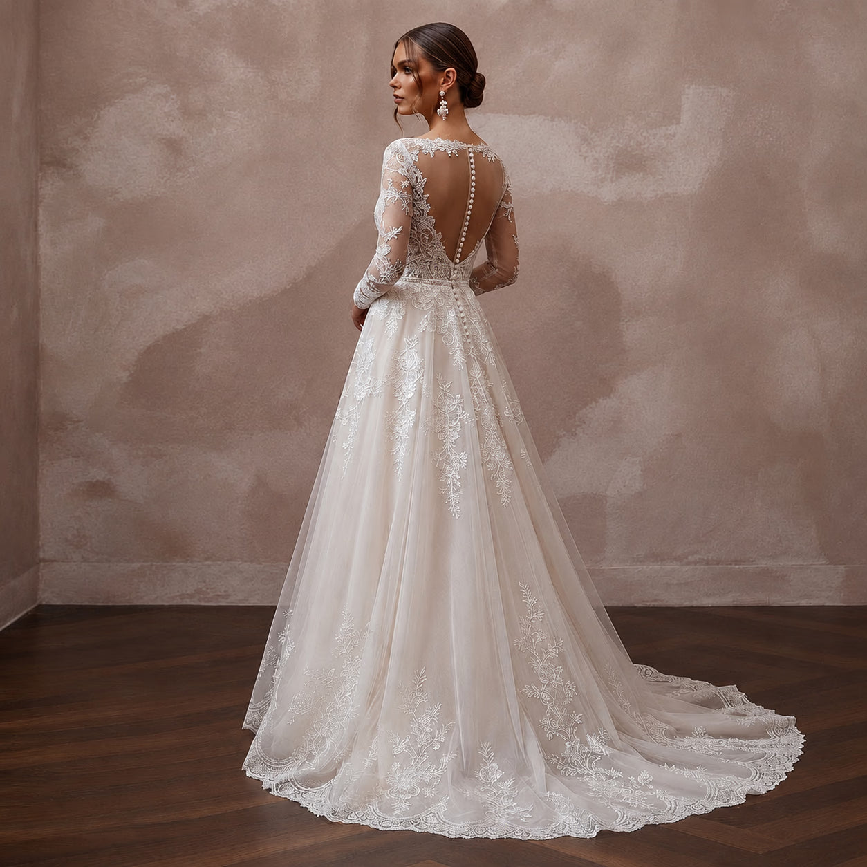 Elegant Lace A-Line Bridal Gown for a Second Wedding