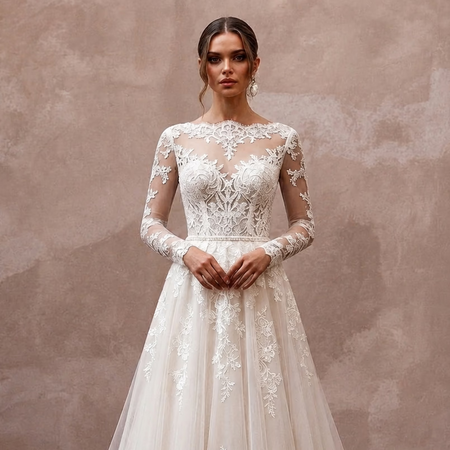 Elegant Lace A-Line Bridal Gown for a Second Wedding