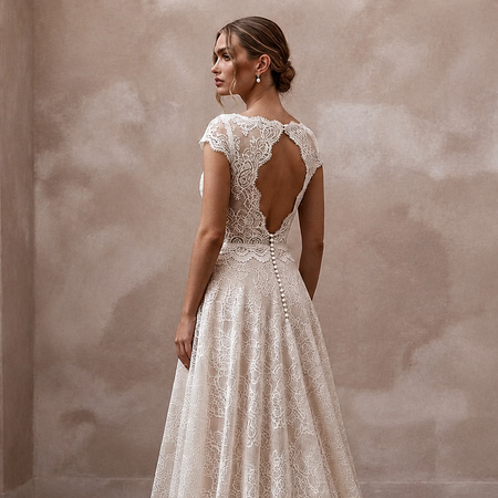 Elegant Lace A-Line Wedding Dress for a Civil Wedding