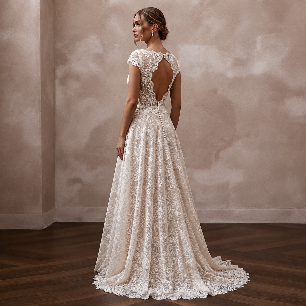 Elegant Lace A-Line Wedding Dress for a Civil Wedding