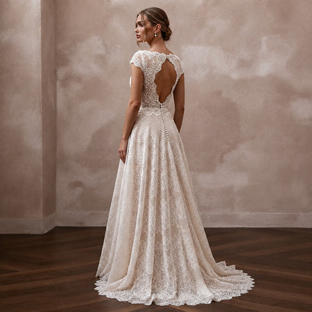Elegant Lace A-Line Wedding Dress for a Civil Wedding