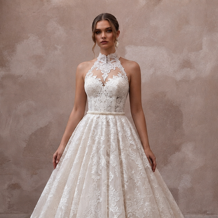 Elegant Lace Ball Gown Wedding Dress for a Church Wedding