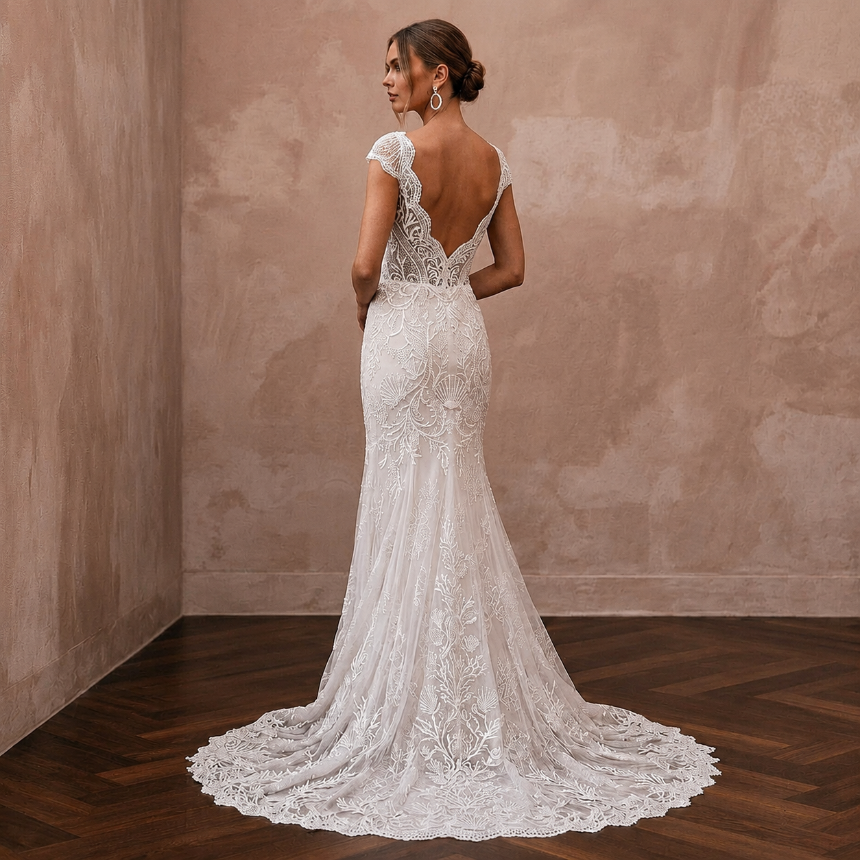 Elegant Lace Bridal Gown for a Coastal Destination Wedding