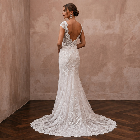 Elegant Lace Bridal Gown for a Coastal Destination Wedding