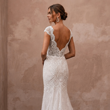 Elegant Lace Bridal Gown for a Coastal Destination Wedding