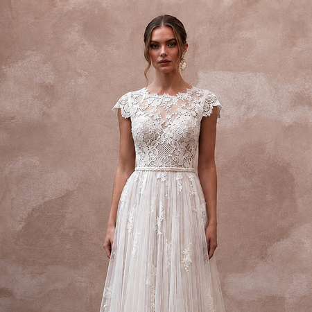 Elegant Lace Bridal Gown for an Intimate Garden Ceremony - Apparel & Accessories > Clothing > Wedding & Bridal Party Dresses > Wedding Dresses - Mignonette Bridal