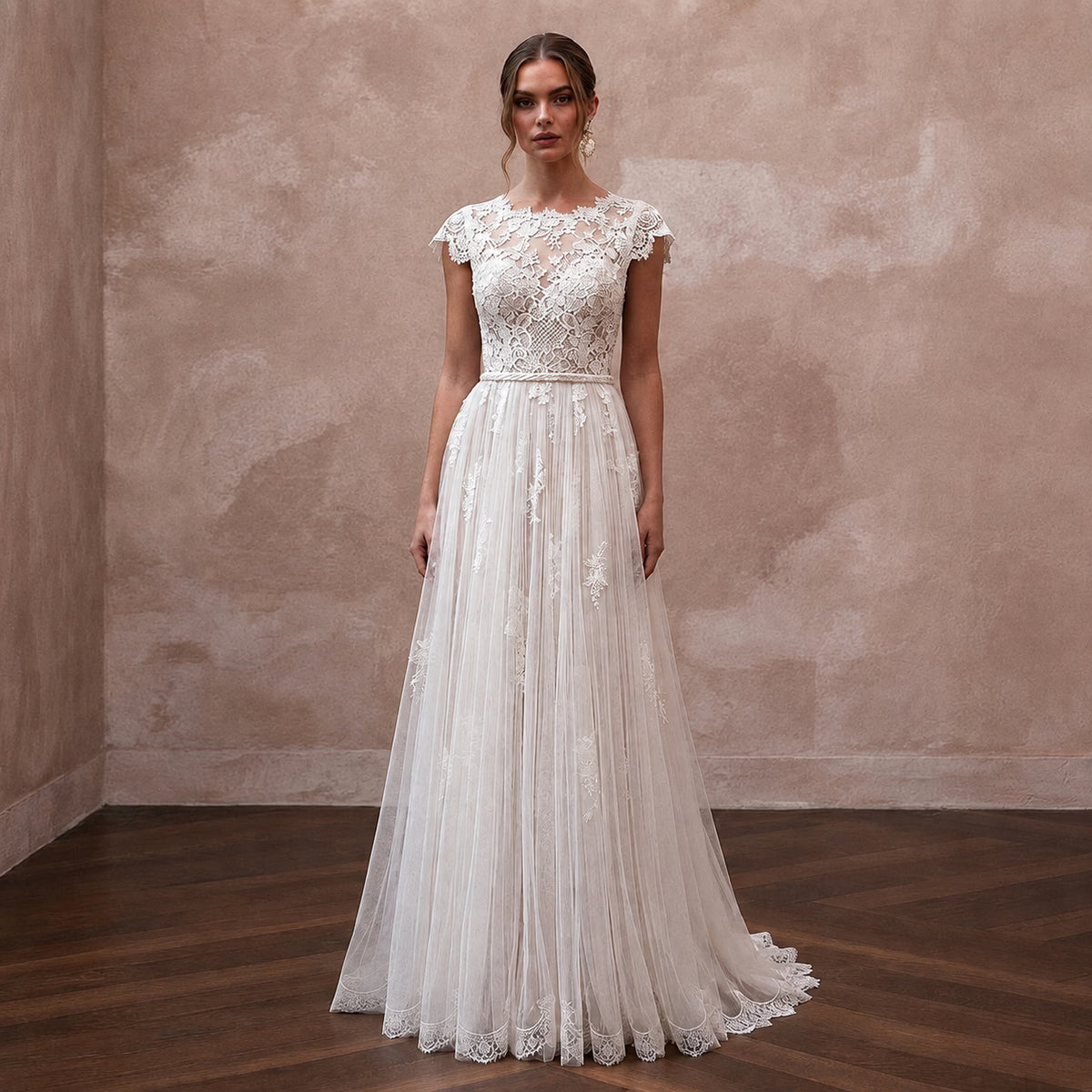 Elegant Lace Bridal Gown for an Intimate Garden Ceremony - Apparel & Accessories > Clothing > Wedding & Bridal Party Dresses > Wedding Dresses - Mignonette Bridal