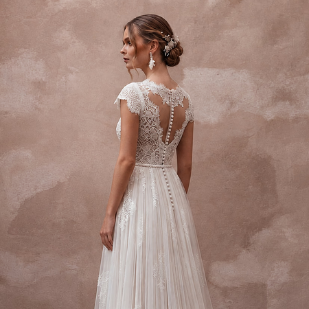 Elegant Lace Bridal Gown for an Intimate Garden Ceremony - Apparel & Accessories > Clothing > Wedding & Bridal Party Dresses > Wedding Dresses - Mignonette Bridal