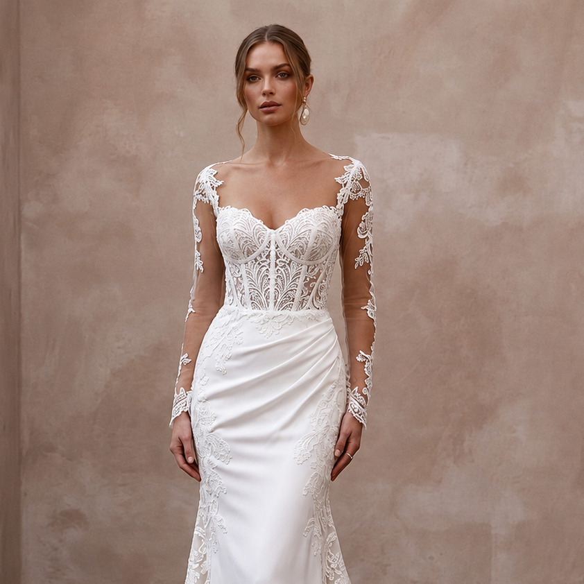 Elegant Lace Dress for a Romantic City Hall Wedding - Apparel & Accessories > Clothing > Wedding & Bridal Party Dresses > Wedding Dresses - Mignonette Bridal