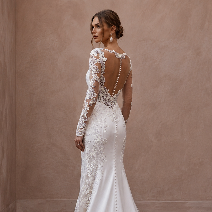 Elegant Lace Dress for a Romantic City Hall Wedding - Apparel & Accessories > Clothing > Wedding & Bridal Party Dresses > Wedding Dresses - Mignonette Bridal
