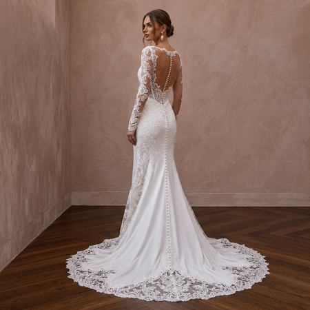 Elegant Lace Dress for a Romantic City Hall Wedding - Apparel & Accessories > Clothing > Wedding & Bridal Party Dresses > Wedding Dresses - Mignonette Bridal