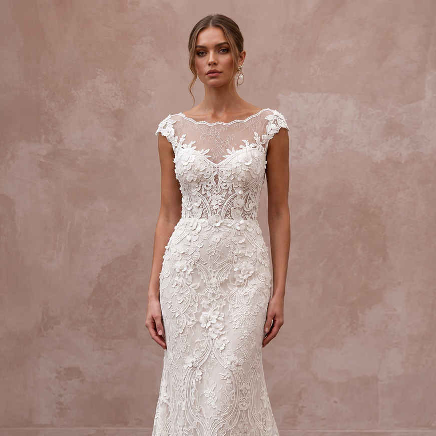 Elegant Lace Wedding Dress for a Mature Bride
