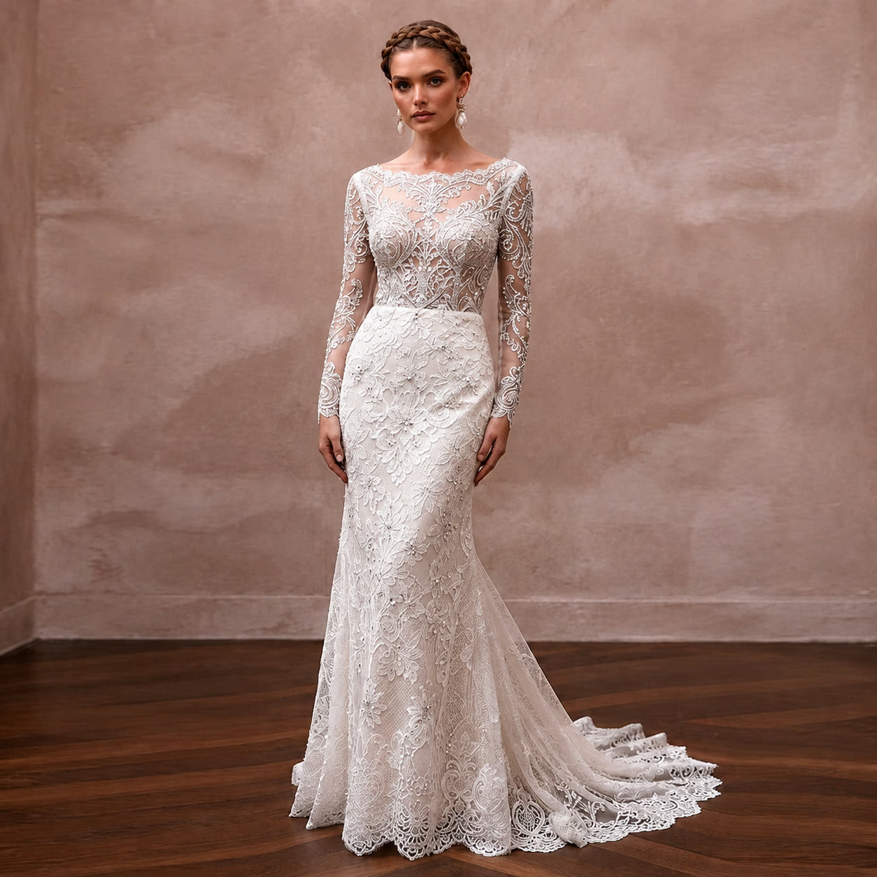 Elegant Lace Wedding Dress for a New Year's Eve Wedding
