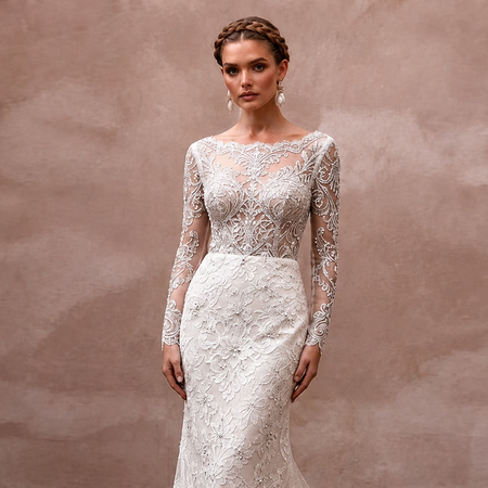 Elegant Lace Wedding Dress for a New Year's Eve Wedding