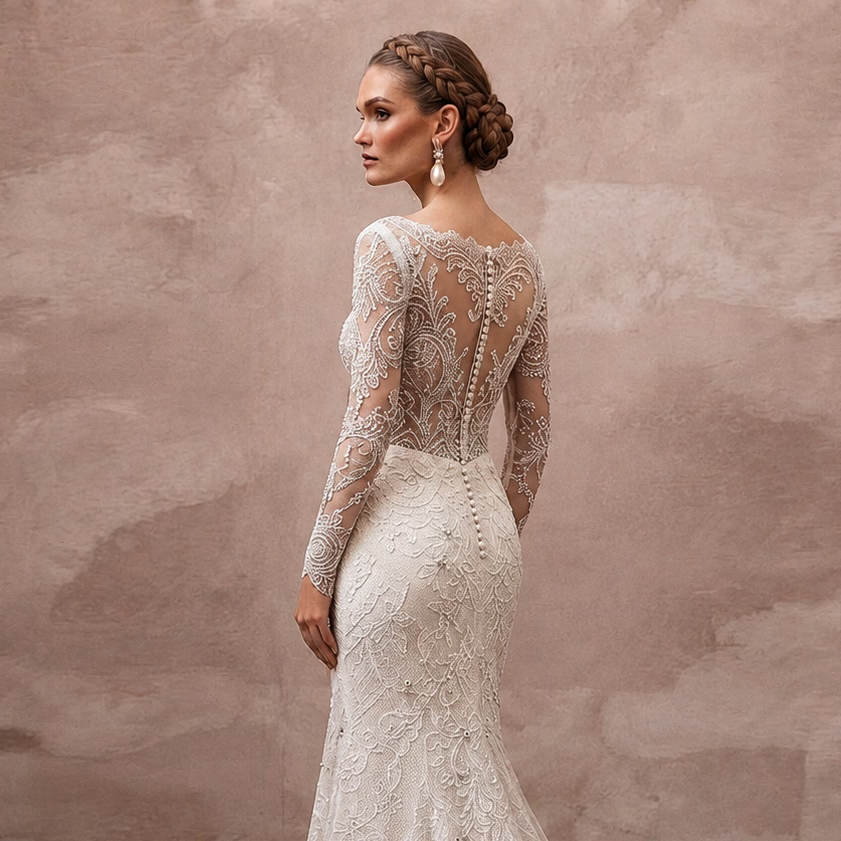 Elegant Lace Wedding Dress for a New Year's Eve Wedding