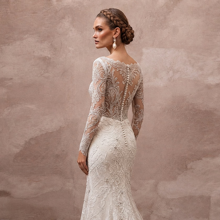Elegant Lace Wedding Dress for a New Year's Eve Wedding