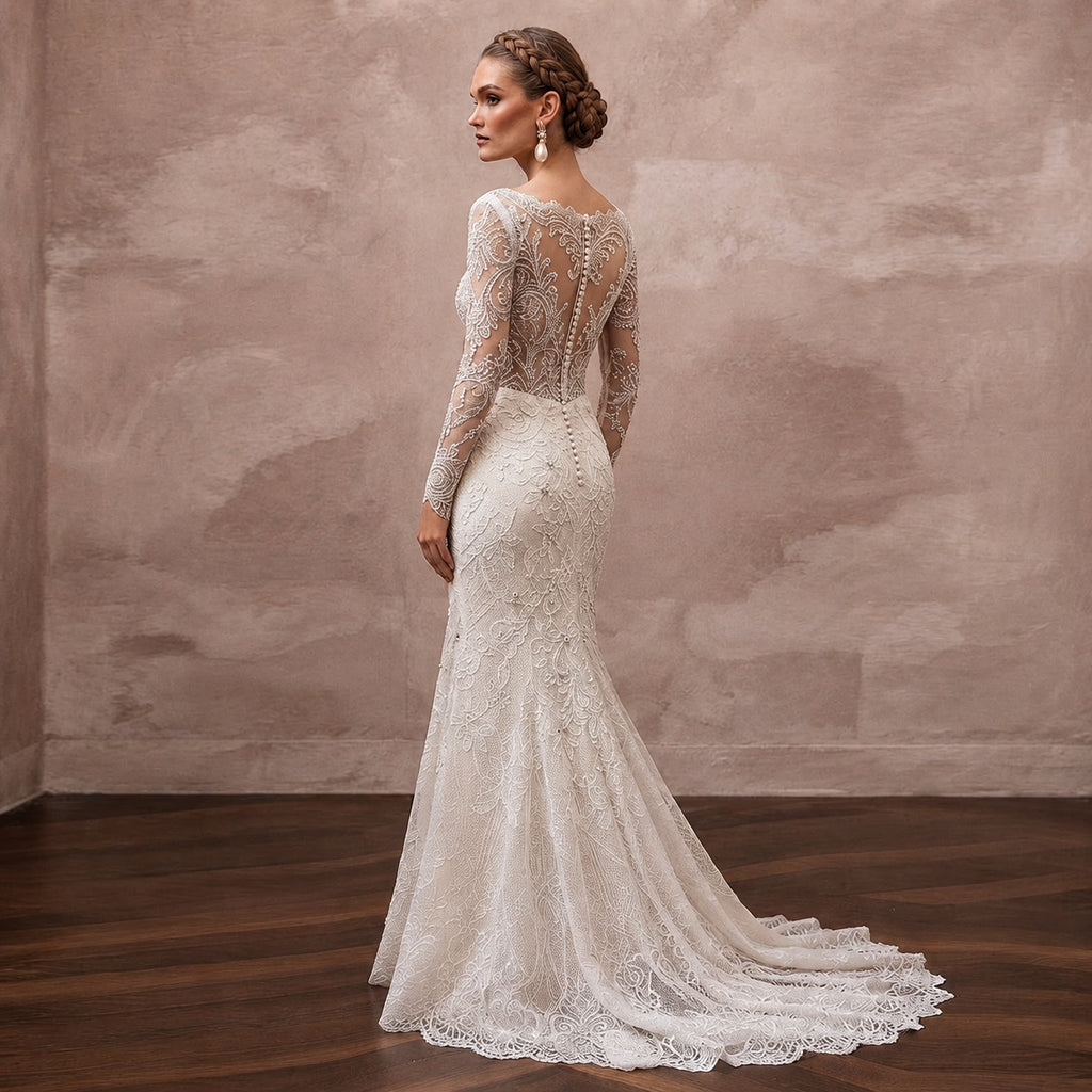 Elegant Lace Wedding Dress for a New Year's Eve Wedding
