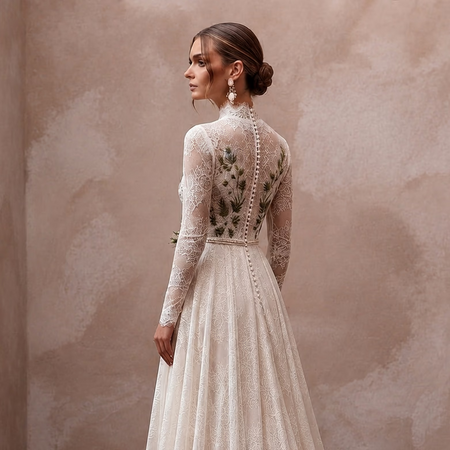 Elegant Lace Wedding Gown for a Forest Elopement